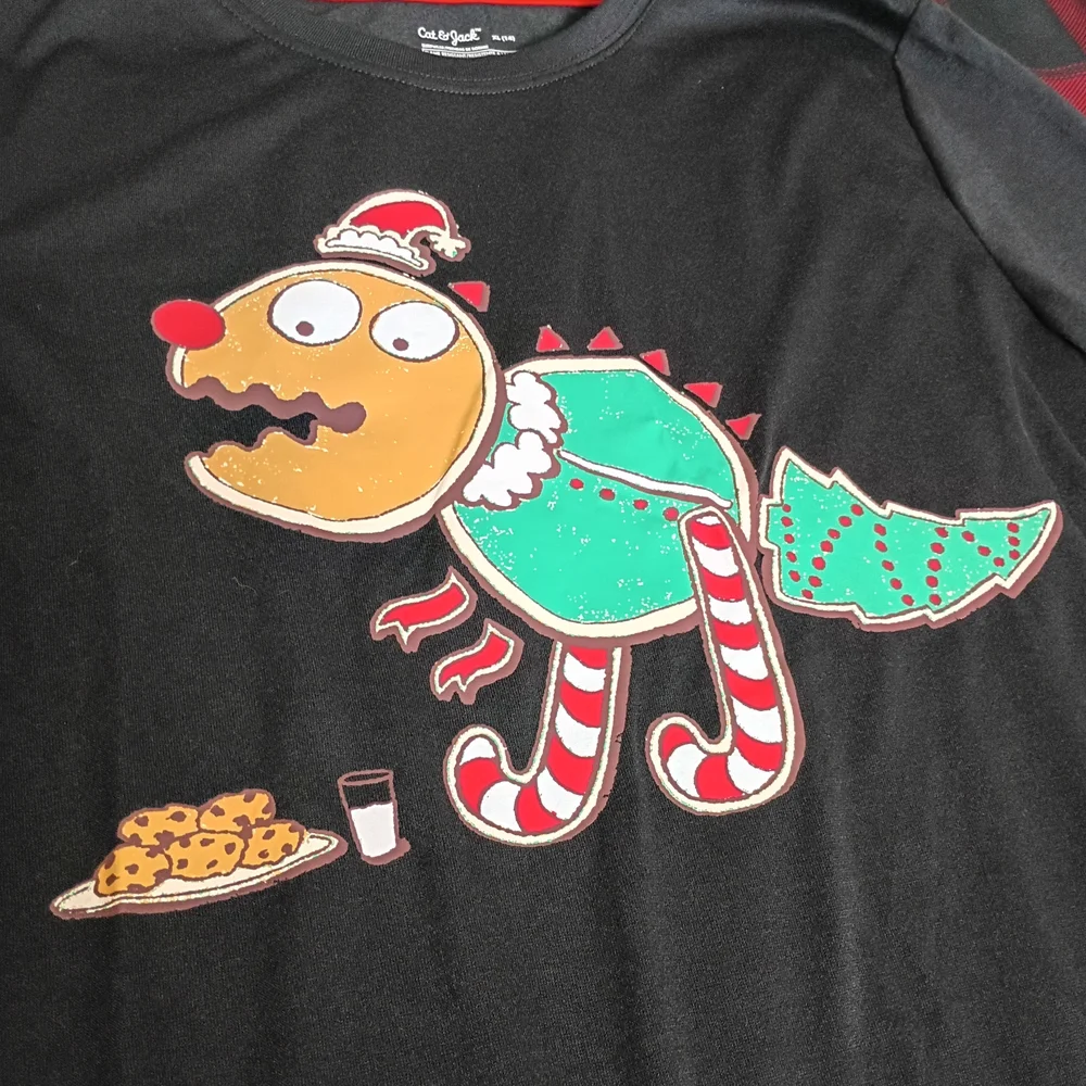 Cat & Jack NEWTeen Sz 14 Black and Red Dinosaur Cookie Pajama Set